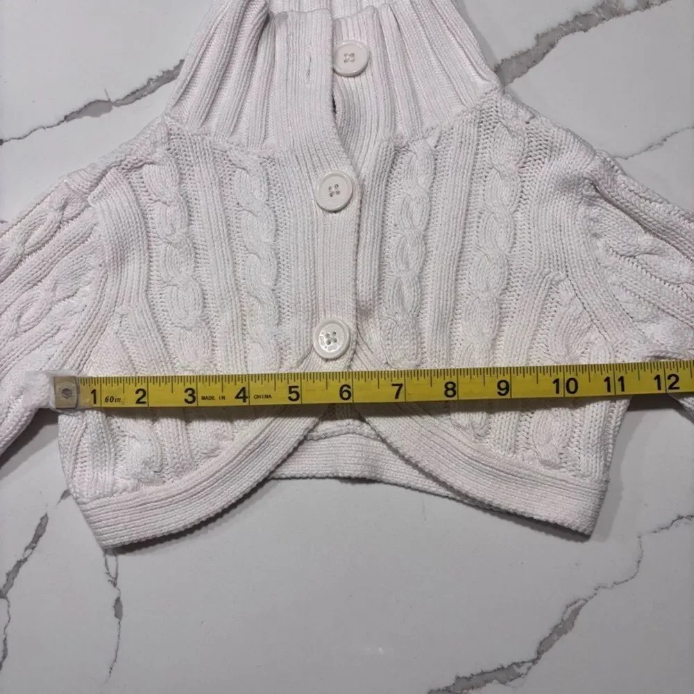GAP | Girls Ribbed Cream Knit Cropped Button Sweater Size 4/5 XS